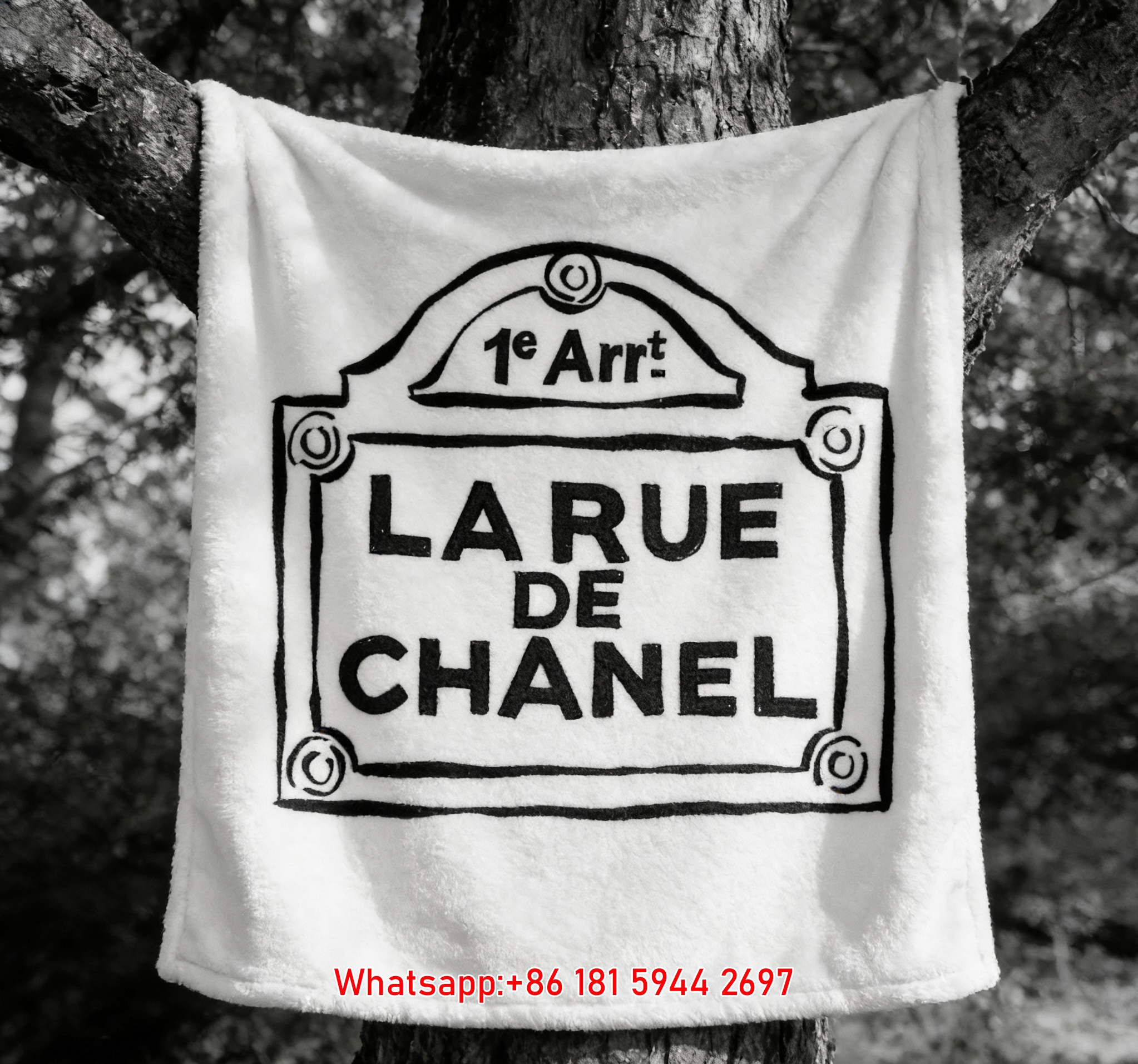 Chanel Street Sign Flannel Sofa Throw Blanket Luxury Home Decor IMG_6638